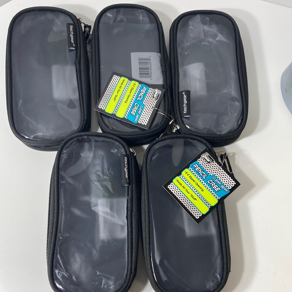 5 Black Makeup Bag Pencil Case Zipper Organizer